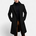 Casaco puffer masculino longline acolchoado com capuz e painéis horizontais