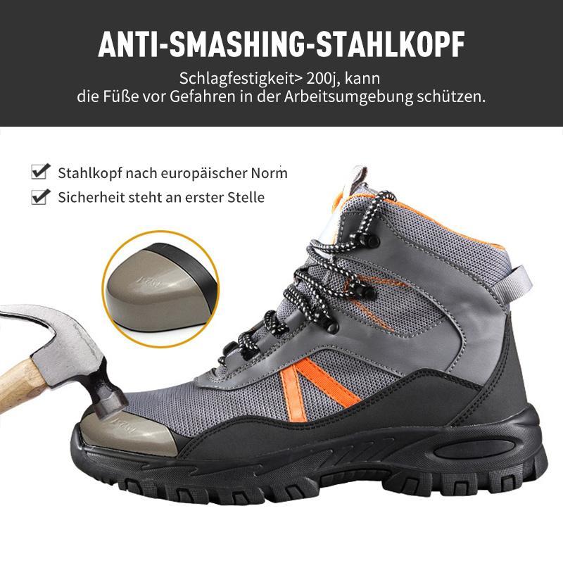 Sapatos de segurança com biqueira de aço e malha respirável antifuros ISO 20345