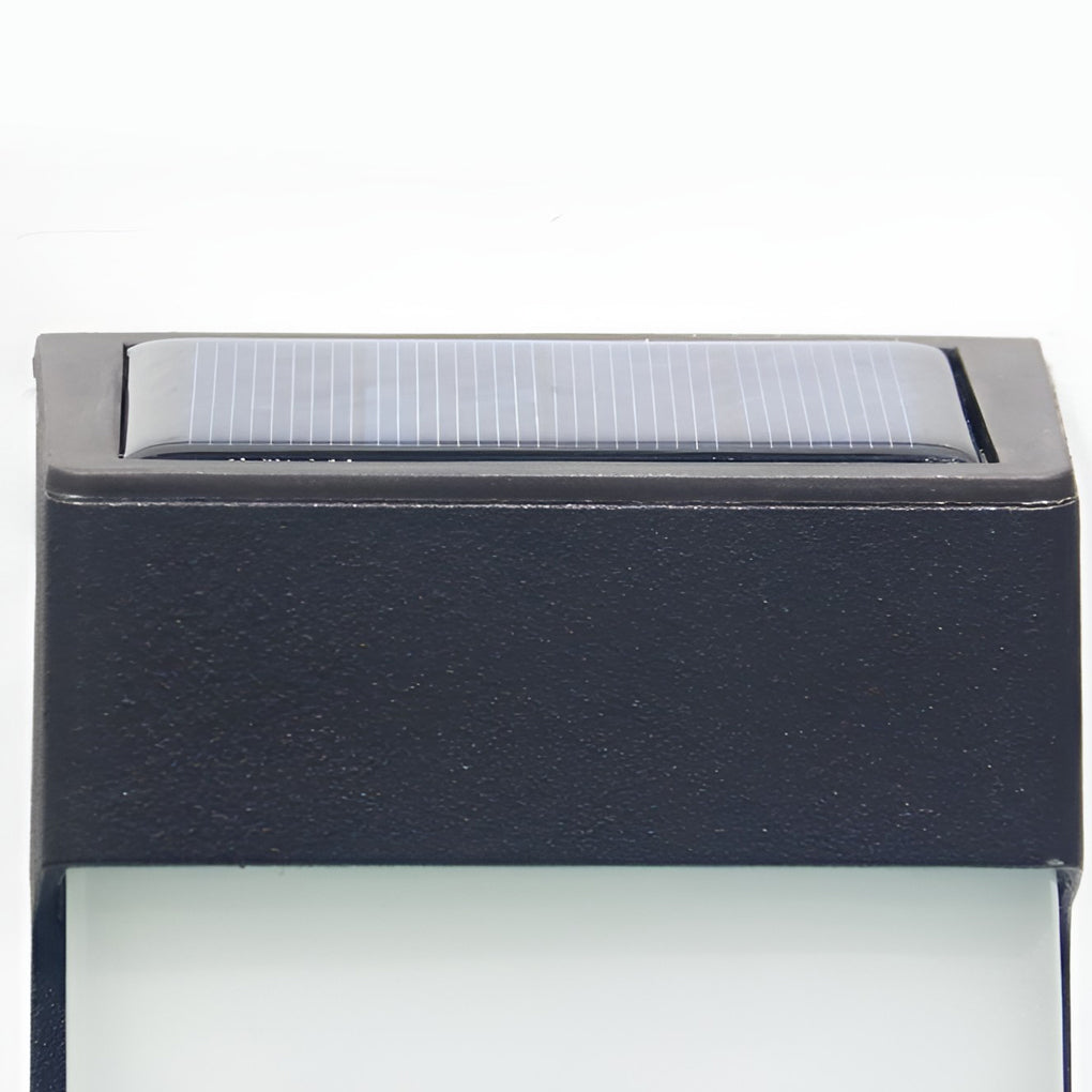 Candeeiros solares de parede LED retangulares, impermeável IP44, cor preta, conjunto de 2 unidades