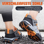 Sapatos de segurança masculinos com biqueira de aço, antiderrapante e leves, cinzento