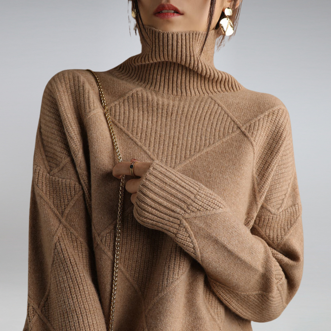 Pullover gola alta caxemira mulher macio e quente