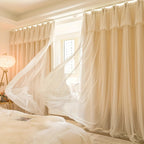 Cortinas blackout estilo princesa francês para quarto e sala, 2 peças com ganchos e argolas