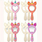Espelhos de madeira DIY unicórnio, conjunto 12 peças, decoração de parede temática animal