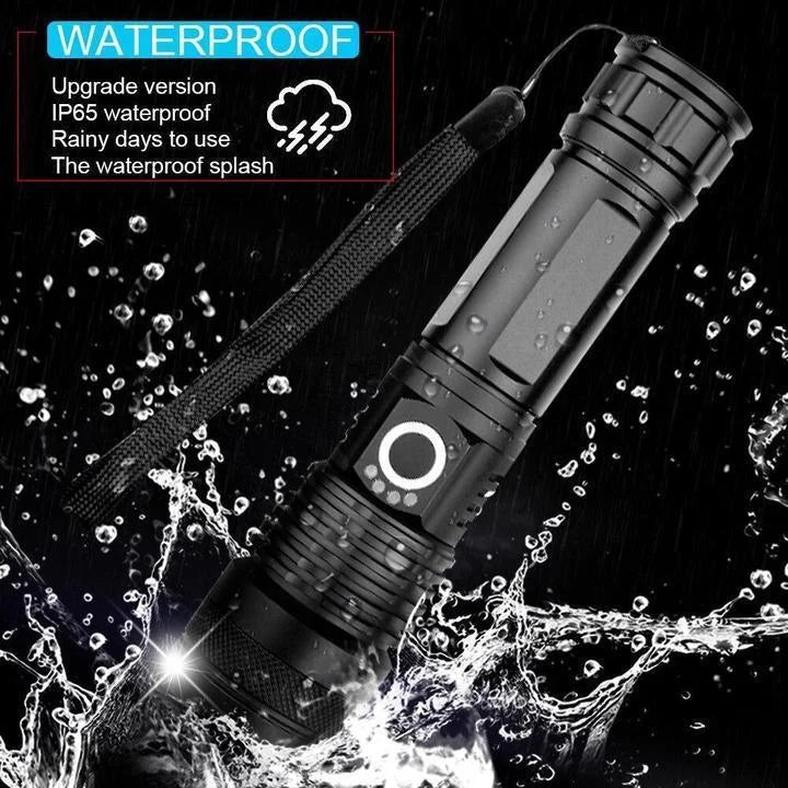 Lanterna LED poderosa 90000 lúmens XHP50 com zoom telescópico e carregamento USB