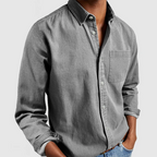Camisa casual masculina manga longa com gola de lapela