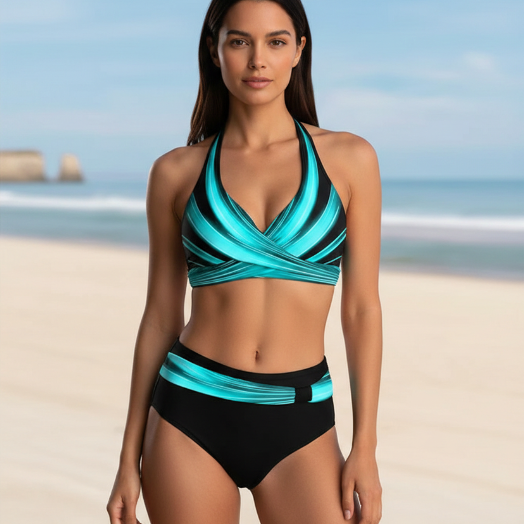 Biquíni Push-Up de Cintura Alta Feminino - Moda Praia