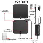 Antena HDTV digital interior com amplificador de sinal 300 milhas UHF VHF