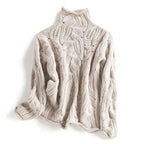 Camisola tricot cabo gola alta feminina corte relaxed