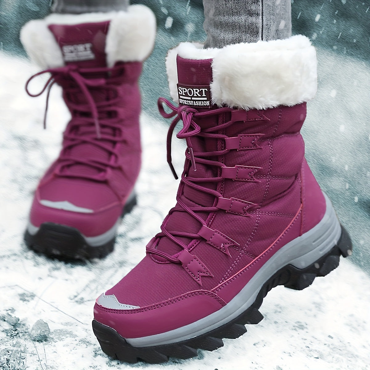 Botas de inverno femininas impermeáveis forradas antiderrapante