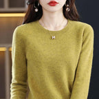 Camisola de malha feminina leve e quente, design versátil em várias cores