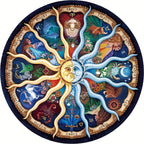 Puzzle redondo 1000 peças signos do zodíaco, design detalhado mate 67 cm