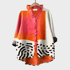 Blusa leve fluida feminina manga versátil estampado multicolor