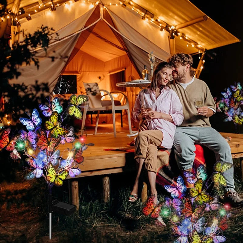 Luzes solares de borboleta para jardim, 56 LEDs, IP65, decoração exterior