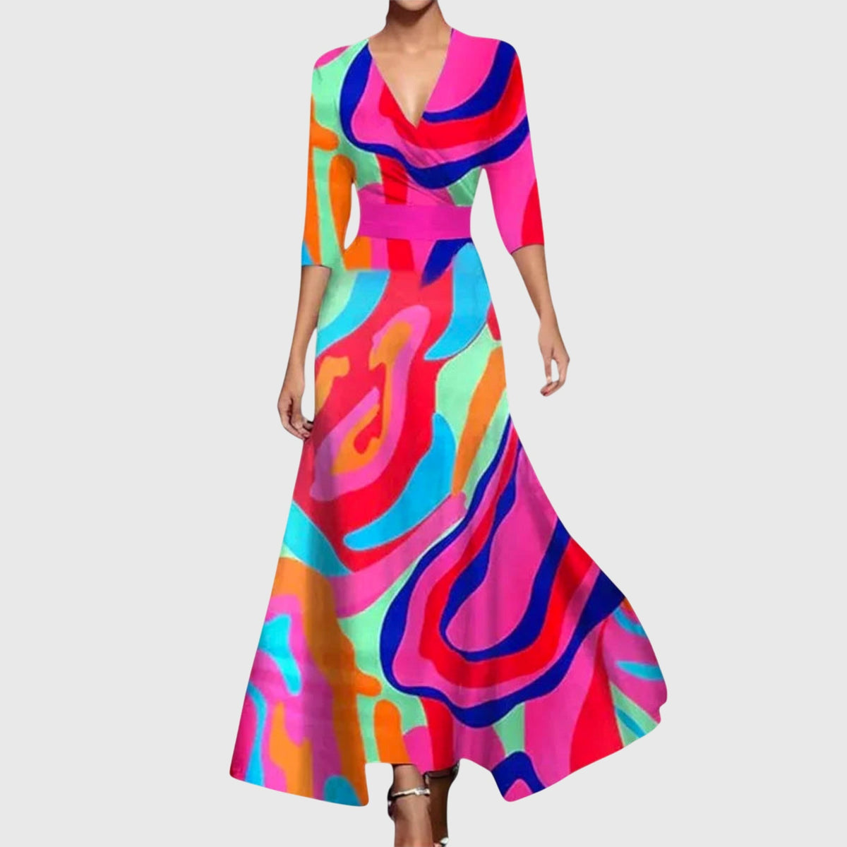 Vestido feminino manga longa alfaiataria corte ajustado comprimento longo