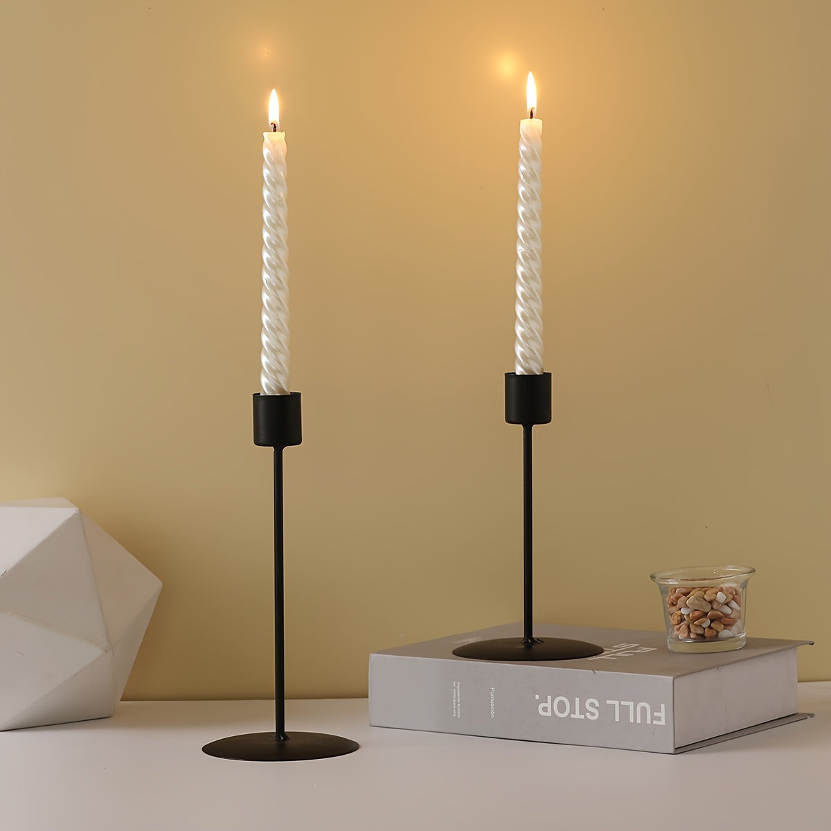 Porta-velas de metal conjunto de 2 para decoração de mesa jantar e casamento