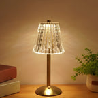 Candeeiro de mesa LED design cristal dourado sem fios com controlo tátil regulável