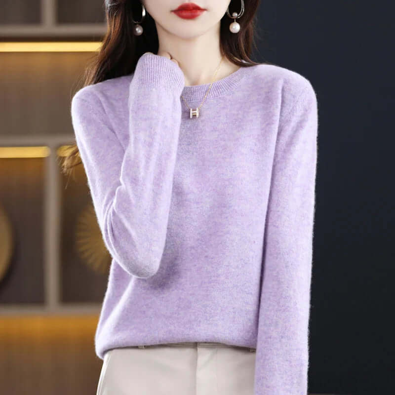 Camisola de malha feminina leve e quente, design versátil em várias cores