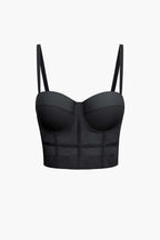 Top de renda feminino bustier com taças acolchoadas e alças ajustáveis