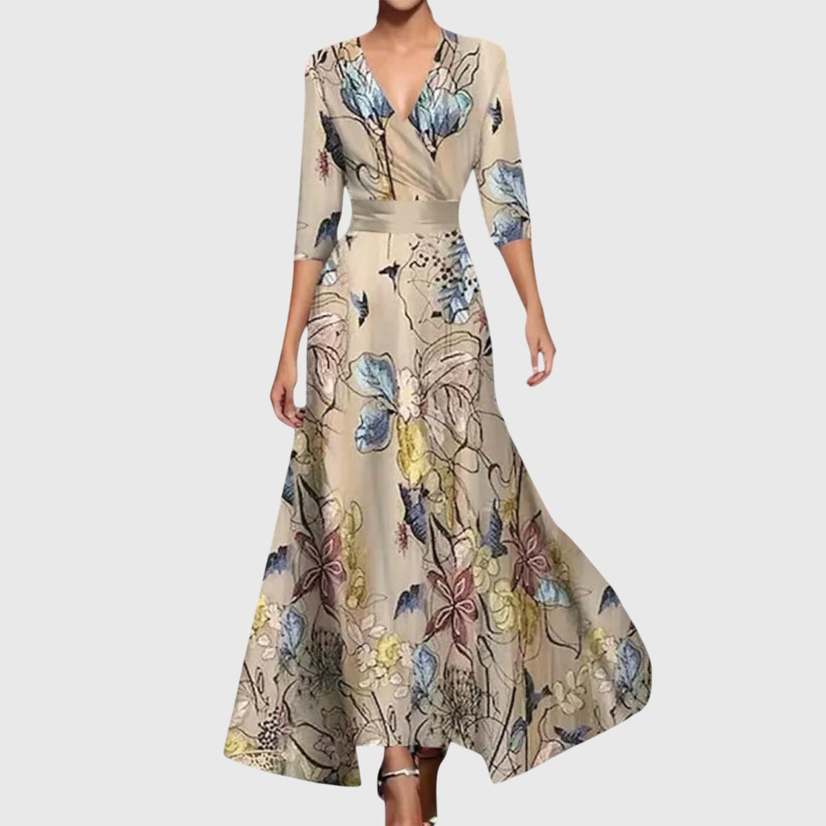 Vestido feminino manga longa alfaiataria corte ajustado comprimento longo