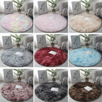 Tapete redondo pelúcia tie-dye macio e antiderrapante para sala ou quarto