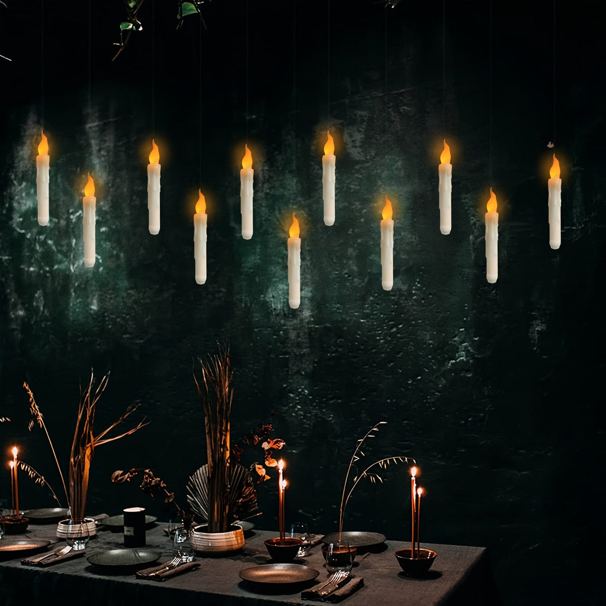 Velas LED flutuantes sem chama, conjunto 12 unidades com controlo remoto, decoração Natal e Halloween