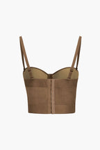 Top de renda feminino bustier com taças acolchoadas e alças ajustáveis