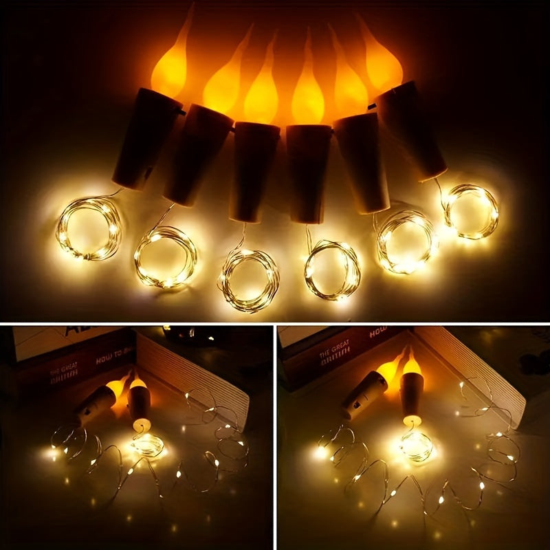 Luzes LED para garrafas a pilhas, decoração de Natal e festas, conjunto 10 peças