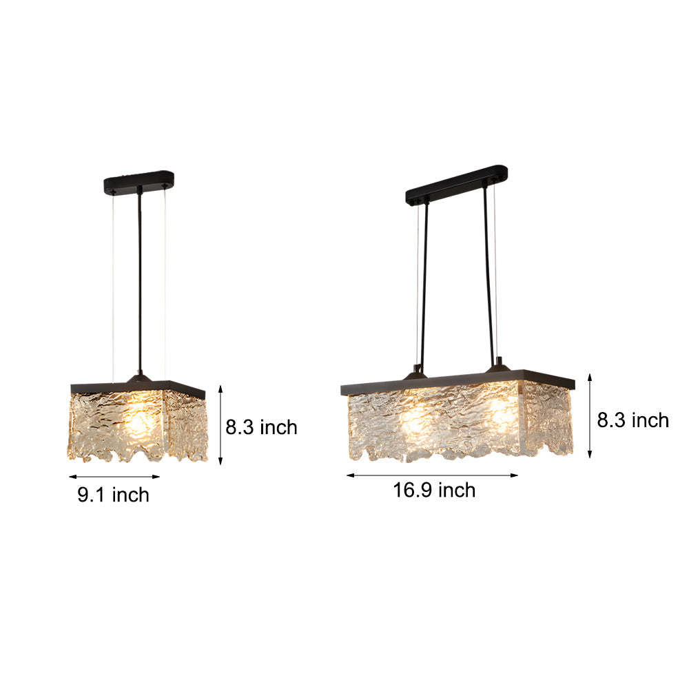 Lustre de teto em vidro e ferro preto com 3 temperaturas de cor, ideal para sala de jantar, casquilho E27