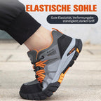 Sapatos de segurança masculinos com biqueira de aço, antiderrapante e leves, cinzento