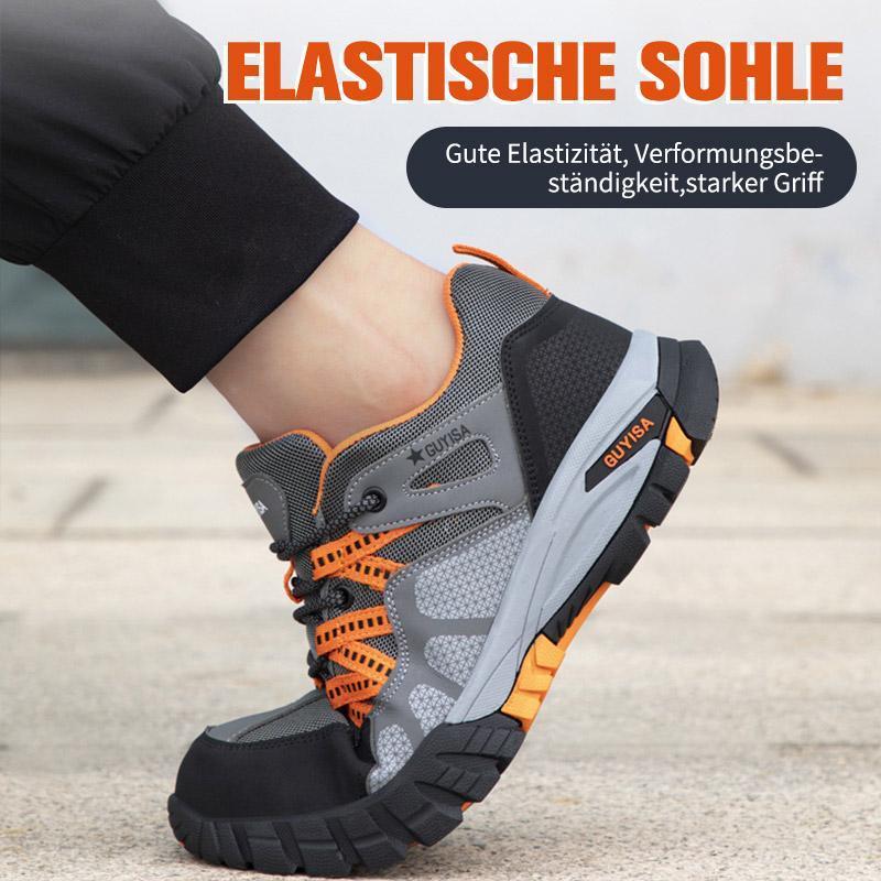 Sapatos de segurança masculinos com biqueira de aço, antiderrapante e leves, cinzento