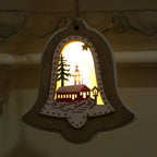 Enfeites de Natal em madeira decoração suspensa formas natalinas sino estrela árvore presente
