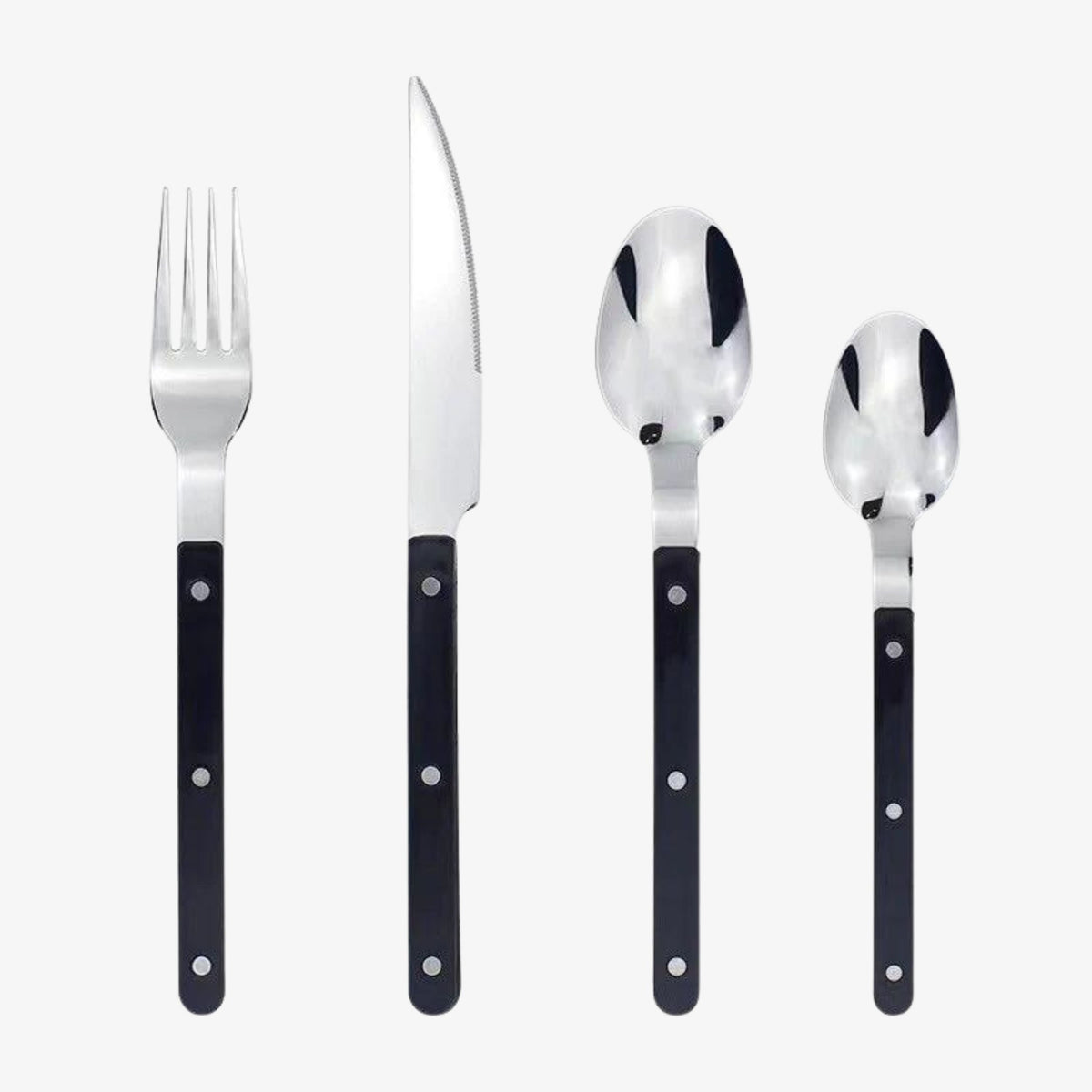Conjunto de talheres em aço inoxidável 24 peças com design gravado para 6 pessoas