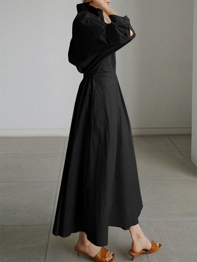 Vestido camiseiro feminino midi com botões e cinto ajustável