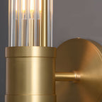 Candeeiro de parede moderno com vidro cilíndrico canelado em acabamento cromado e dourado, 1 ou 2 luzes