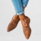 Mocassins femininos camurça ortopédicos palmilha acolchoada slip-on
