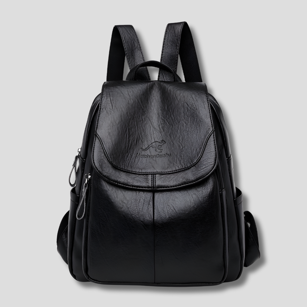 Mochila de couro antifurto feminina com textura em relevo e alças reguláveis