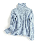 Camisola tricot cabo gola alta feminina corte relaxed