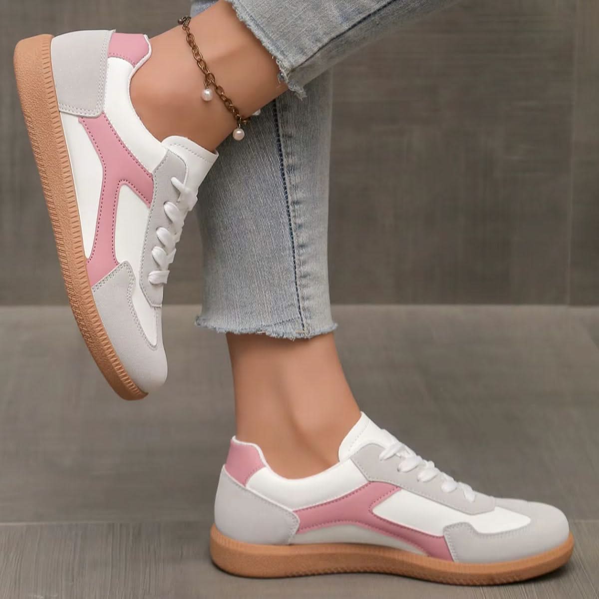 Sapatilhas couro clássicas sola gum perfil baixo estilo retro