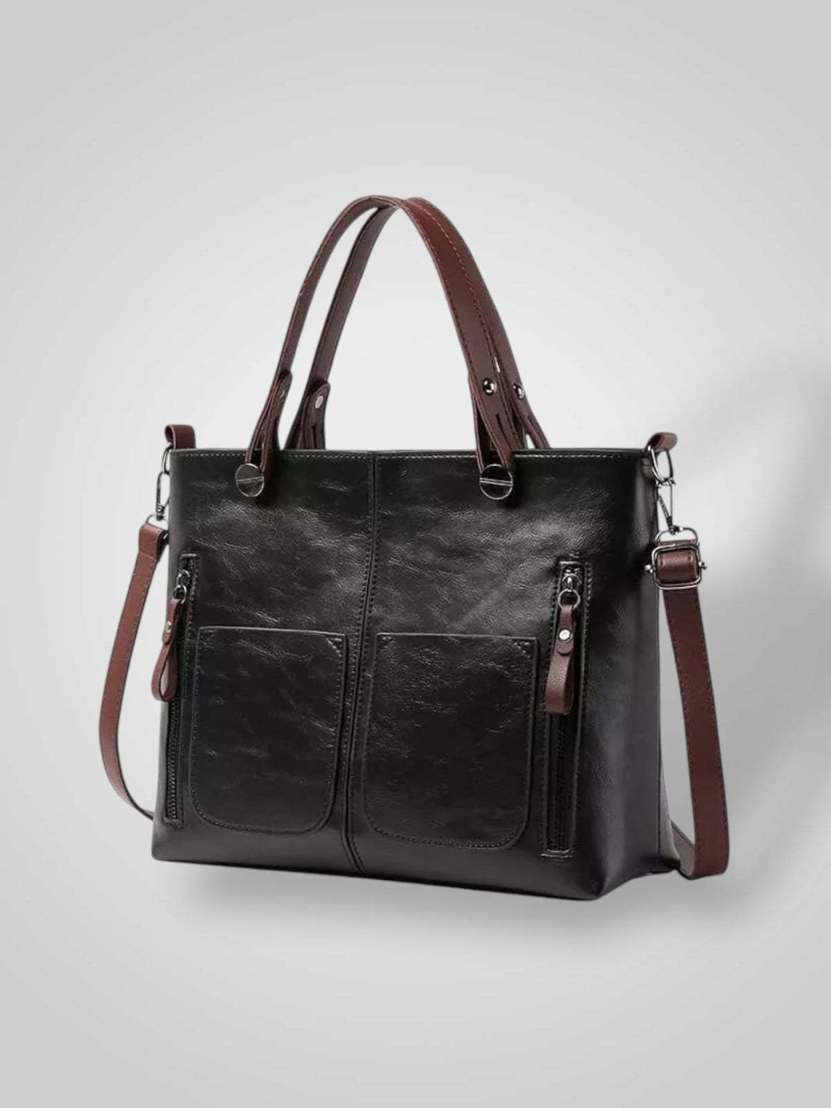 Bolsa tiracolo em couro genuíno com fecho magnético e alça ajustável