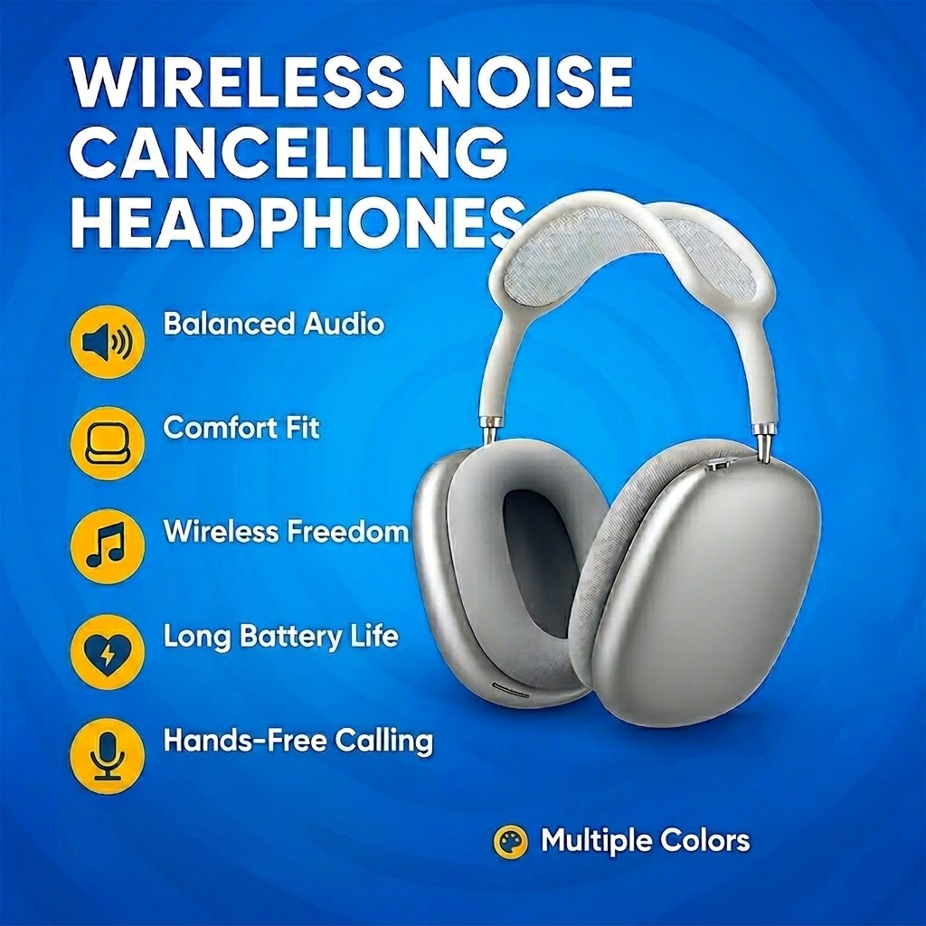Auscultadores Bluetooth sem fios over-ear com cancelamento de ruído e microfone integrado