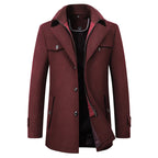 Casaco pea coat homem comprimento médio lapela entalhada fecho botões