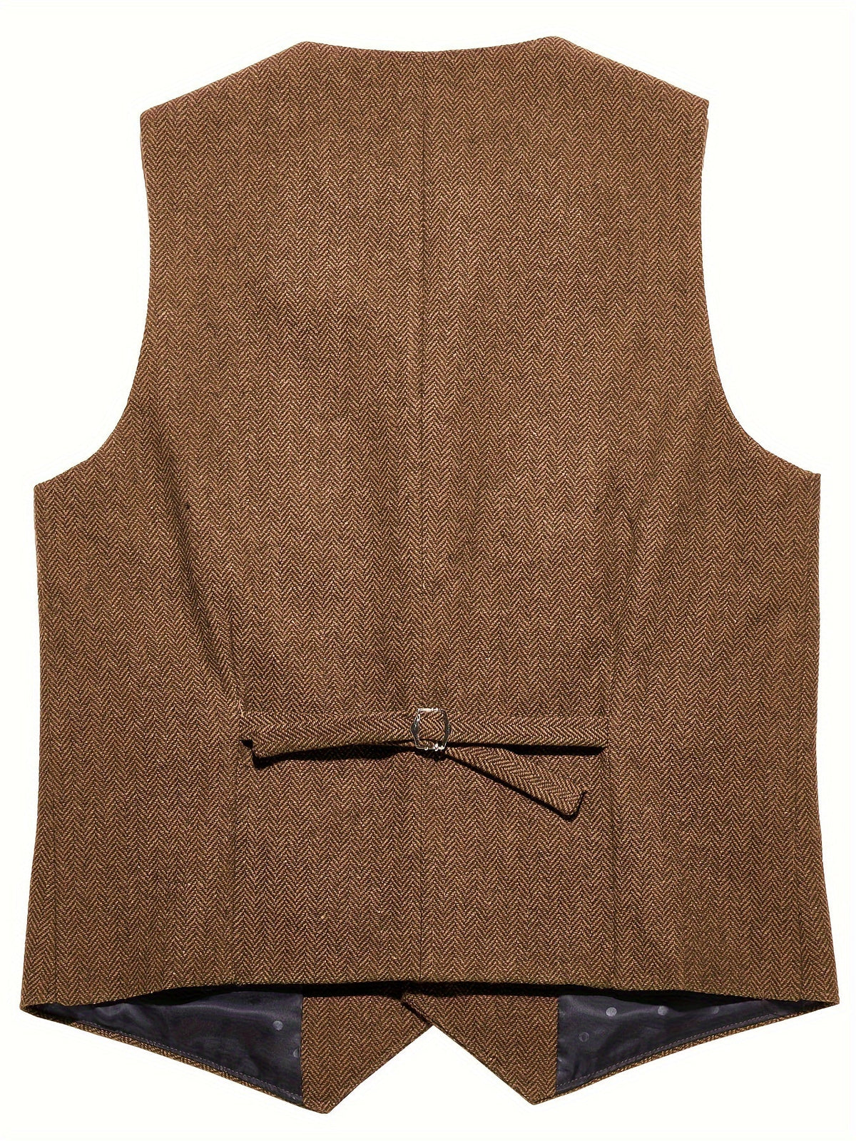 Colete masculino herringbone ajuste sob medida com lapela entalhe e 5 botões