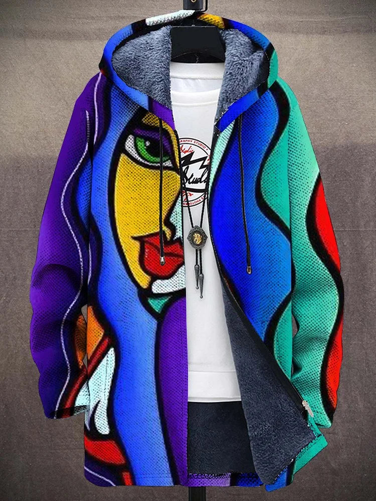 Cardigan longo estampado artístico multicolor disponível em vários tamanhos