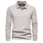Polo de malha masculino com gola polo e botões frontais