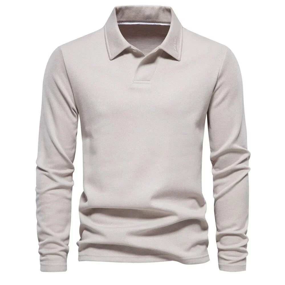 Polo de malha masculino com gola polo e botões frontais