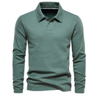Polo de malha masculino com gola polo e botões frontais