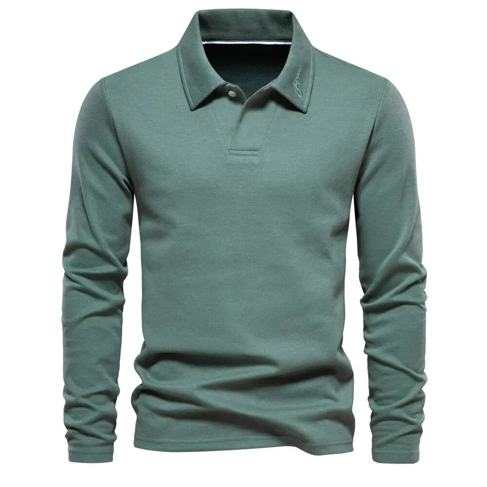 Polo de malha masculino com gola polo e botões frontais