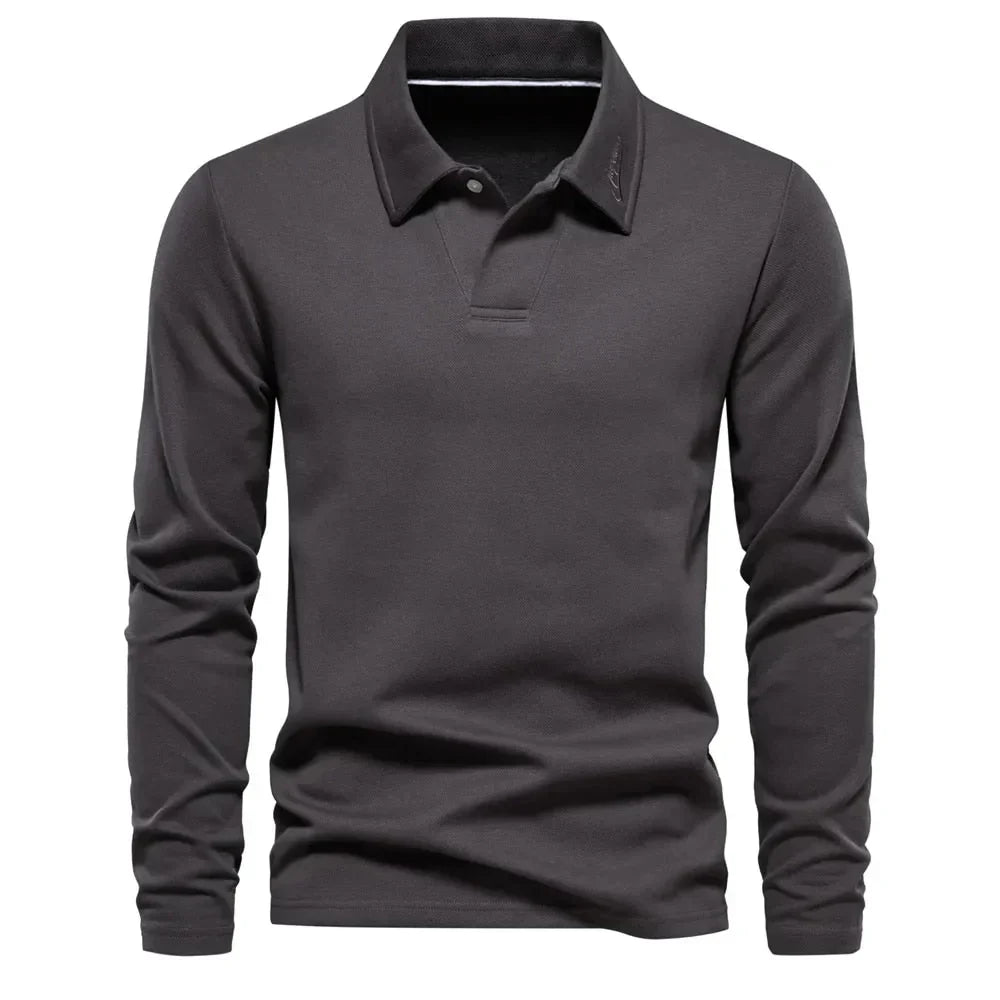 Polo de malha masculino com gola polo e botões frontais