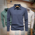 Polo de malha masculino com gola polo e botões frontais