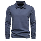 Polo de malha masculino com gola polo e botões frontais